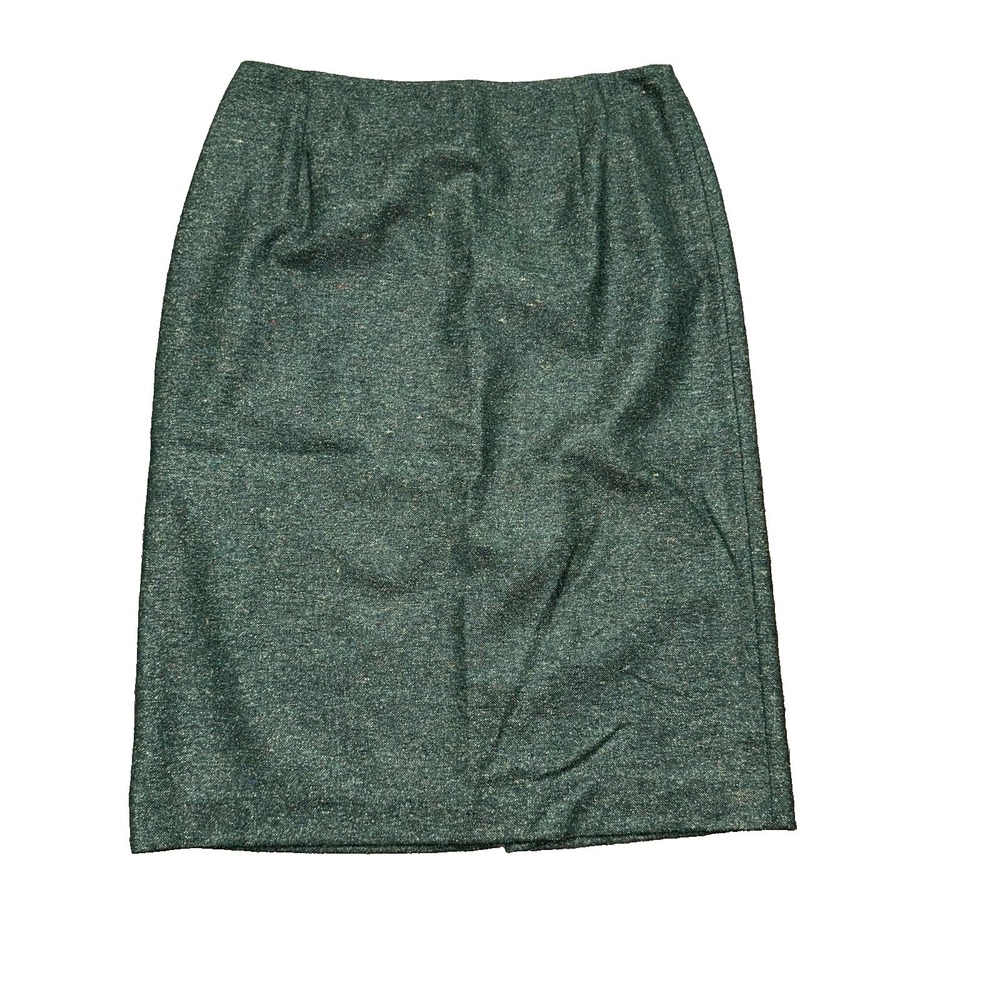 Vintage Pendleton Lambswool Silk Midi Pencil Skirt Size 10 Green Straight Lined